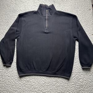 Turnbury 1/4 Zip Pullover Mens XL Black Long Sleeve Vintage Performance Cotton